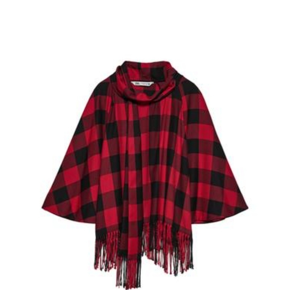 Zara Fringled Plaid Top